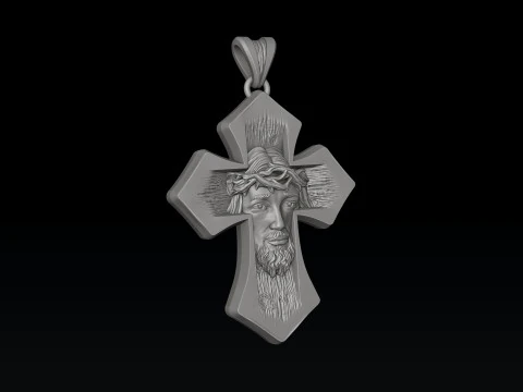 Jesus Head Cross Pendant 3D print model 3D Print Model