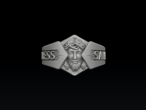 Jesus Head Cross Ring 3D print model 3Dプリントモデル