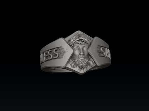 Jesus Head Cross Ring 3D print model 3Dプリントモデル