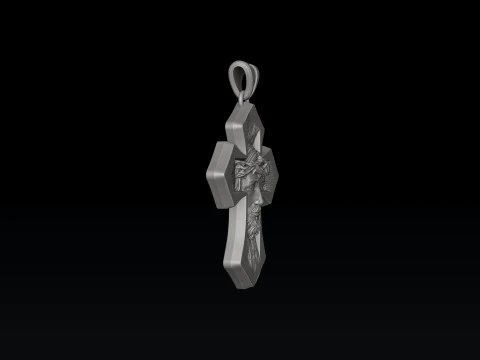 Jesus Head Cross Ring Pendant Set 3D print model 3D Print Model