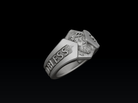 Jesus Head Cross Ring Pendant Set 3D print model 3Dプリントモデル