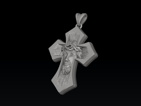 Jesus Head Cross Ring Pendant Set 3D print model 3Dプリントモデル