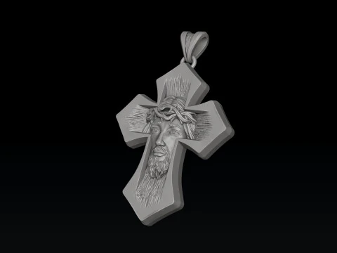 Jesus Head Cross Ring Pendant Set 3D print model 3D Print Model