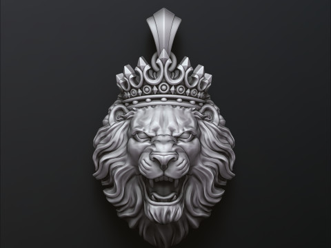 Lion With Crown Pendant 3D print model 3Dプリントモデル