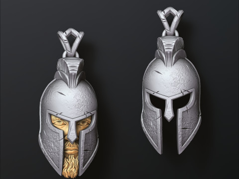 Warrior Helmet Pendant V2 3D print model 3Dプリントモデル