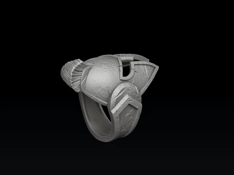 Warrior Helmet Pendant Ring V2 Collection 3D print model 3D Print Model