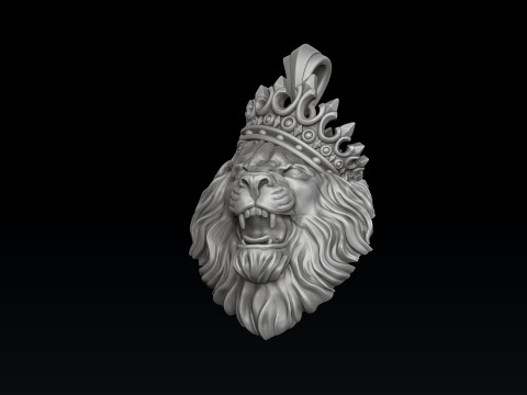 Lion With Crown V2 Pendant 3D print model 3D Baskı Modeli