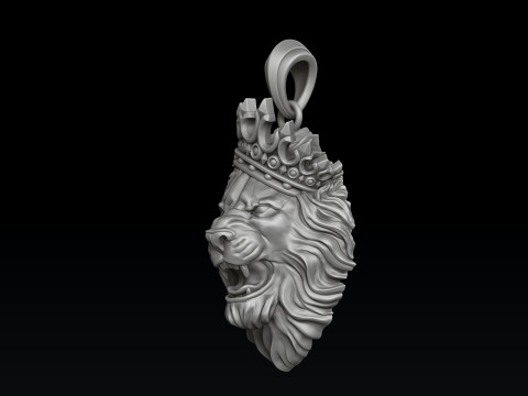 Lion With Crown V2 Pendant 3D print model 3D Baskı Modeli
