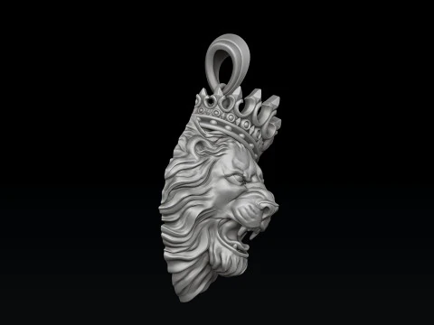 Le&atilde;o com pingente de coroa V2 Modelo de impress&atilde;o 3D Modelo de Impressão 3D