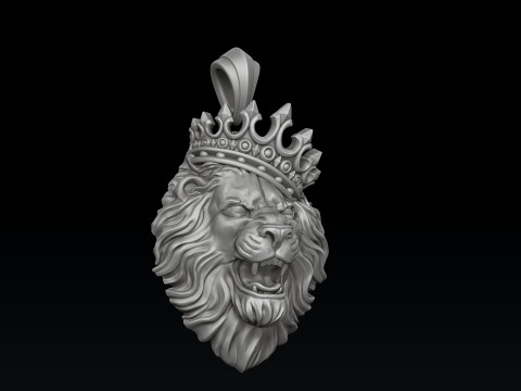 Lion With Crown V2 Pendant 3D print model 3D Baskı Modeli