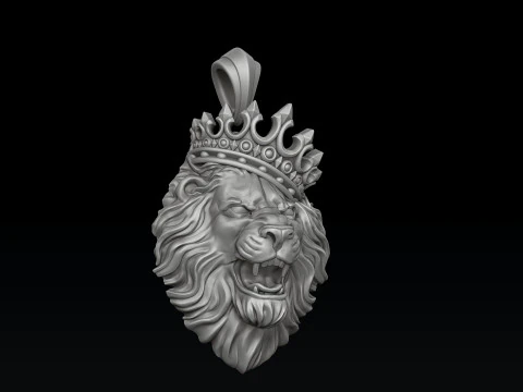 Le&atilde;o com pingente de coroa V2 Modelo de impress&atilde;o 3D Modelo de Impressão 3D