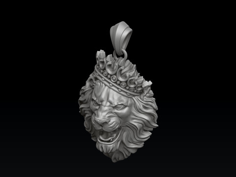 Lion With Crown V2 Pendant 3D print model 3D Baskı Modeli