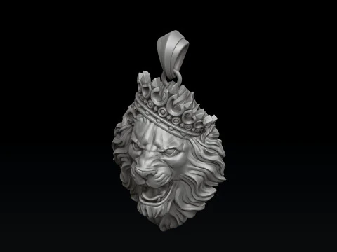 Le&atilde;o com pingente de coroa V2 Modelo de impress&atilde;o 3D Modelo de Impressão 3D