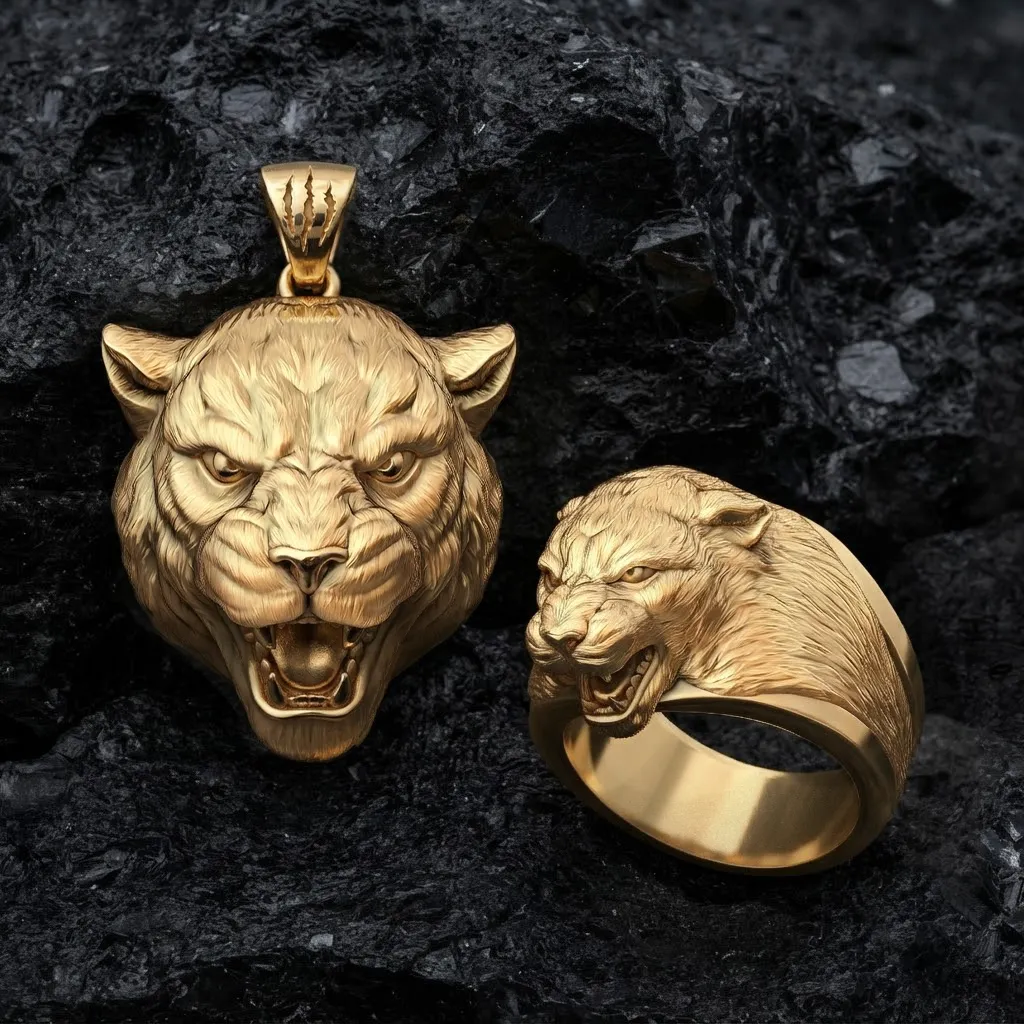 Pantere Pendant Ring V2 Collection Set 3D print model 3D Print Model .c4d .max .obj .3ds .fbx .stl .blend