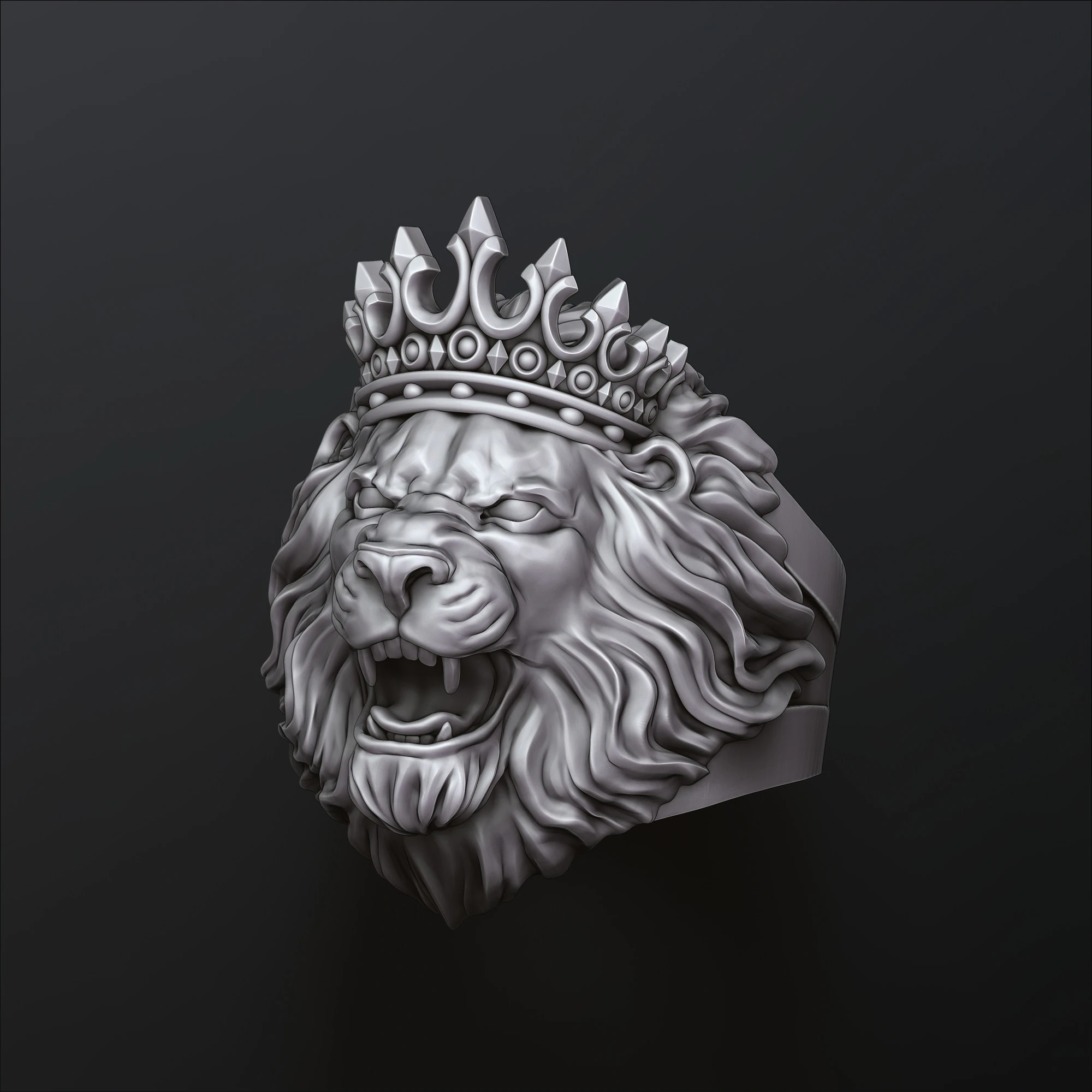 Modello di stampa 3D leone con anello corona Modello di stampa 3D .c4d .max .obj .3ds .fbx .stl .blend