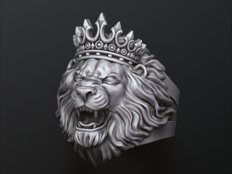 Lion With Crown Ring 3D print model 3Dプリントモデル