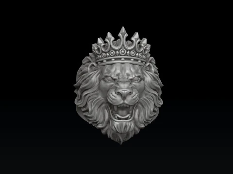 Modello di stampa 3D leone con anello corona Modello di stampa 3D
