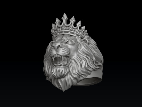 Lion With Crown Ring 3D print model 3Dプリントモデル