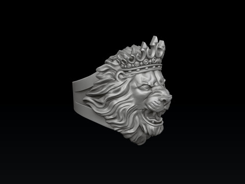 Lion With Crown Ring 3D print model 3Dプリントモデル