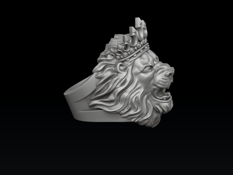 Lion With Crown Ring 3D print model 3Dプリントモデル