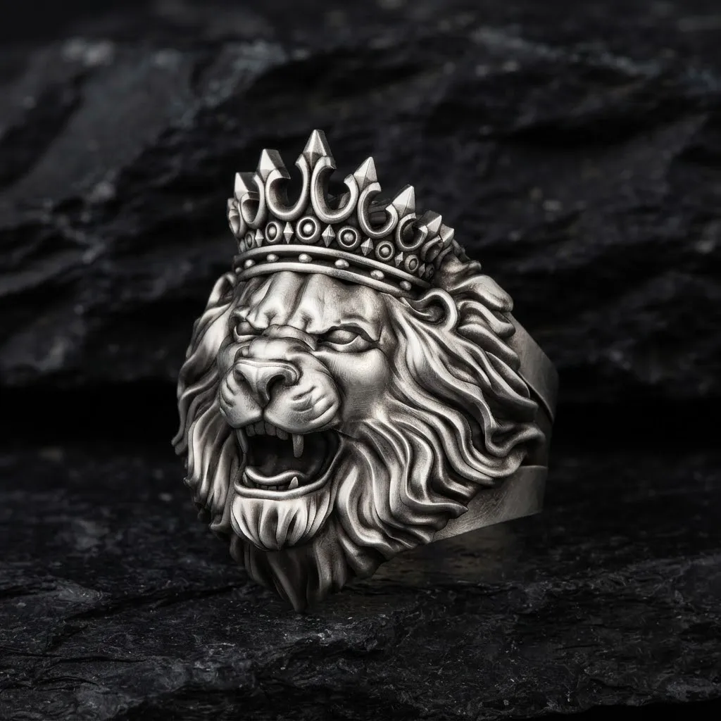Lion With Crown Ring 3D print model 3D Print Model .c4d .max .obj .3ds .fbx .stl .blend 