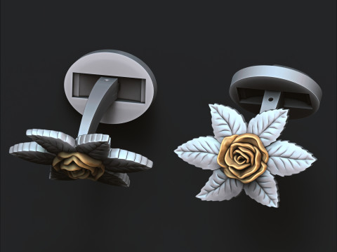 Rose Cufflinks 3D print model 3Dプリントモデル