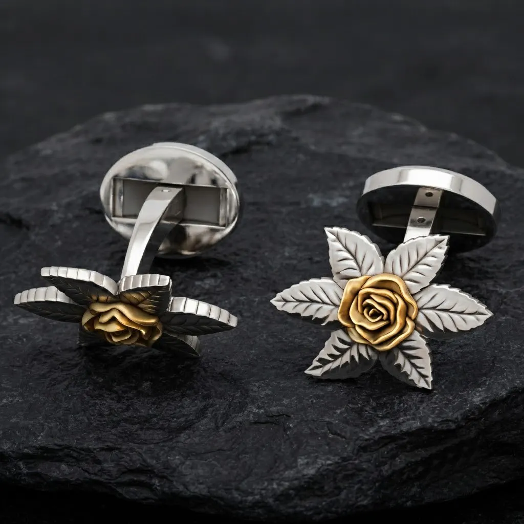 Rose Cufflinks 3D print model 3D Print Model .c4d .max .obj .3ds .fbx .stl .blend 