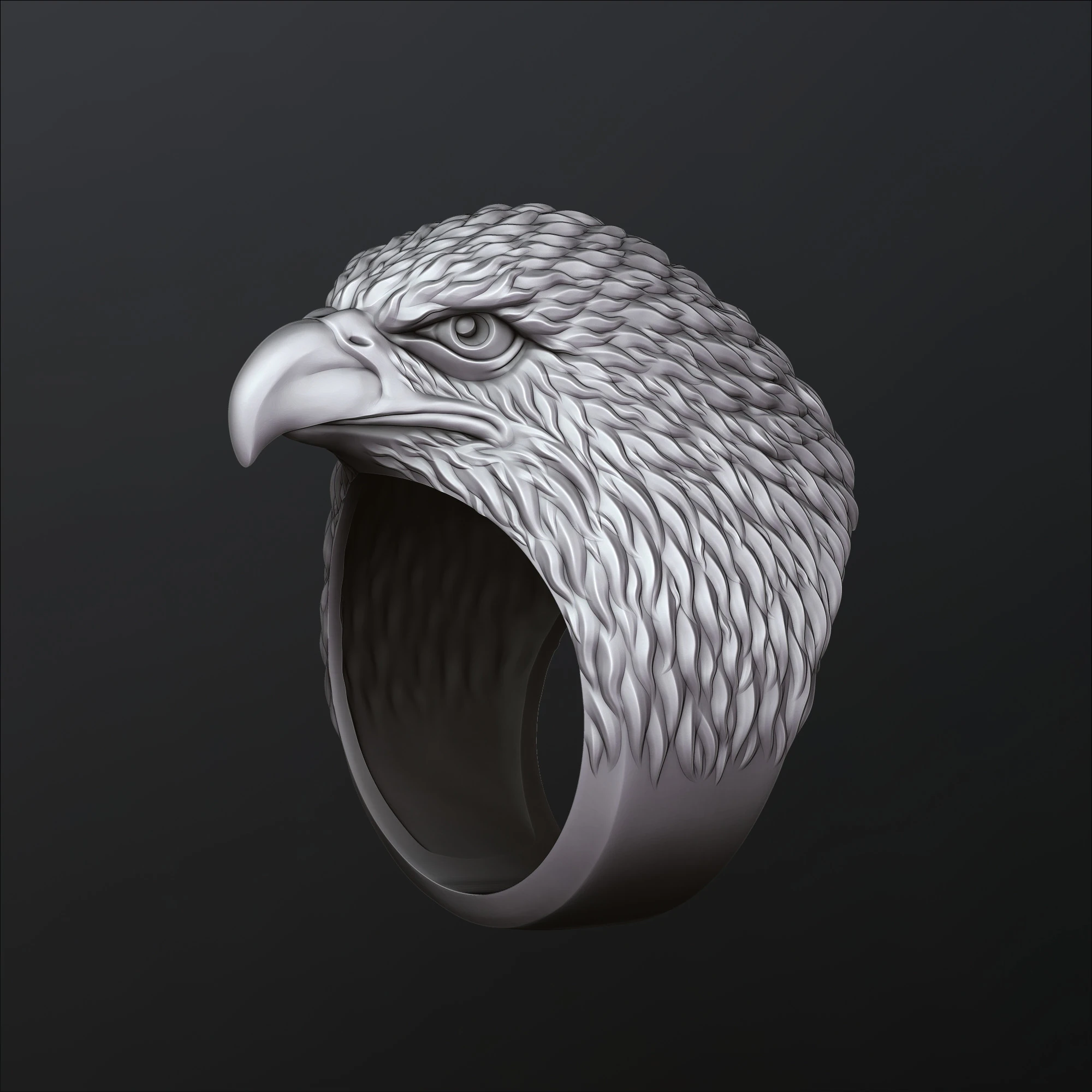 Eagle Head Ring 3D print model 3D Print Model .c4d .max .obj .3ds .fbx .stl .blend 