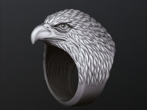 Eagle Head Ring 3D print model Modello di stampa 3D