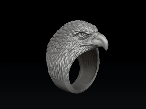 Eagle Head Ring 3D print model 3D Print Model