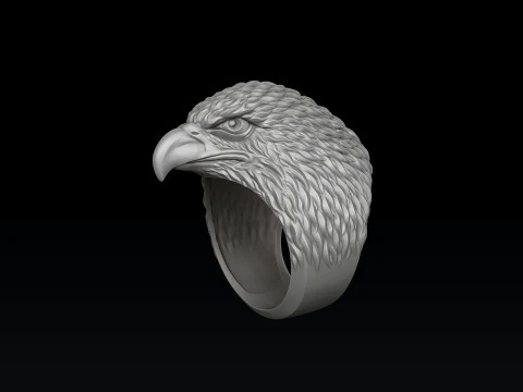 Eagle Head Ring 3D print model 3D Print Model