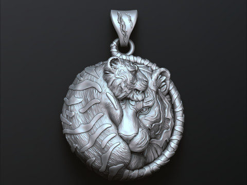 Tigers Pendant 3D print model 3Dプリントモデル