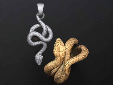 Schlangenring-Anh&auml;nger V2 Collection Set 3D-Druckmodell 3D Druckmodell