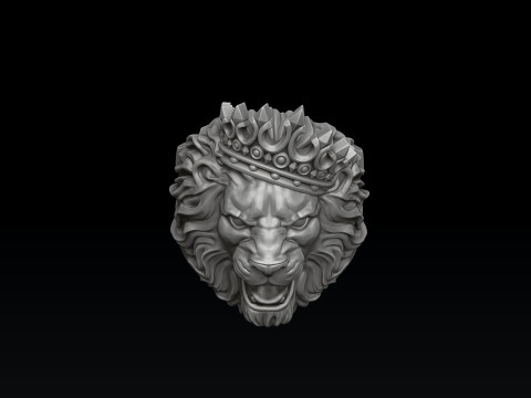 Lion With Crown V2 Ring 3D print model 3D Принт Модель