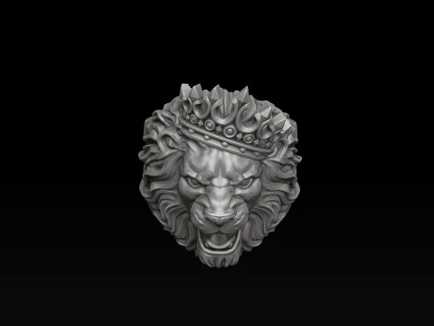 Modello di stampa 3D Lion With Crown V2 Ring Modello di stampa 3D