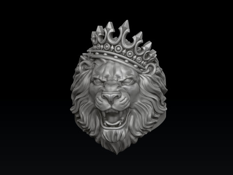 Lion With Crown V2 Ring 3D print model 3D Принт Модель