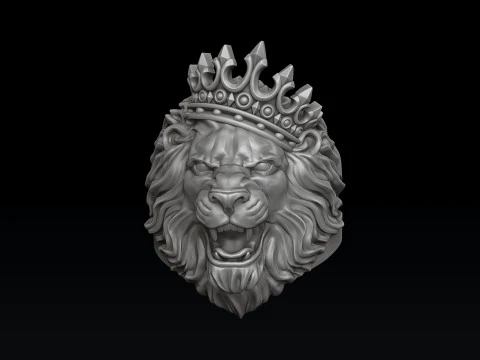 Modello di stampa 3D Lion With Crown V2 Ring Modello di stampa 3D