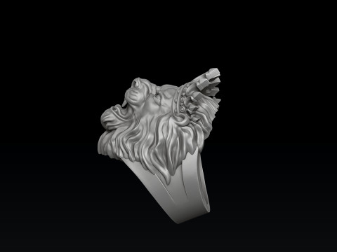 Lion With Crown V2 Ring 3D print model 3D Принт Модель
