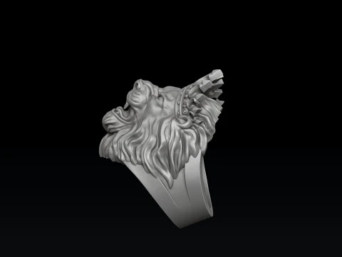Modello di stampa 3D Lion With Crown V2 Ring Modello di stampa 3D