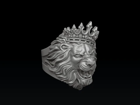 Modello di stampa 3D Lion With Crown V2 Ring Modello di stampa 3D