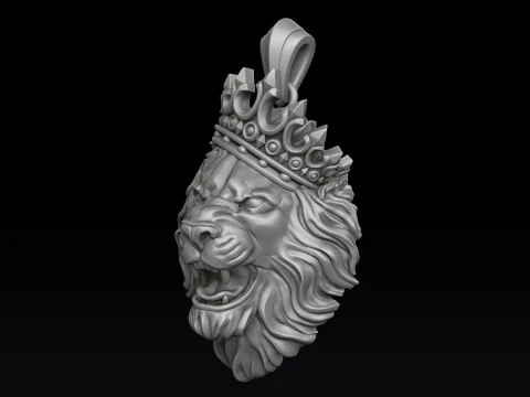 Lion With Crown V2 Ring Pendant Collection 3D print model 3D Print Model