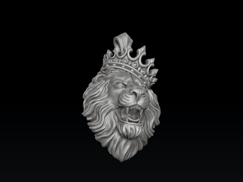 Lion With Crown V2 Ring Pendant Collection 3D print model Model Cetak 3D