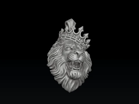 Lion With Crown V2 Ring Pendant Collection 3D print model 3D Print Model