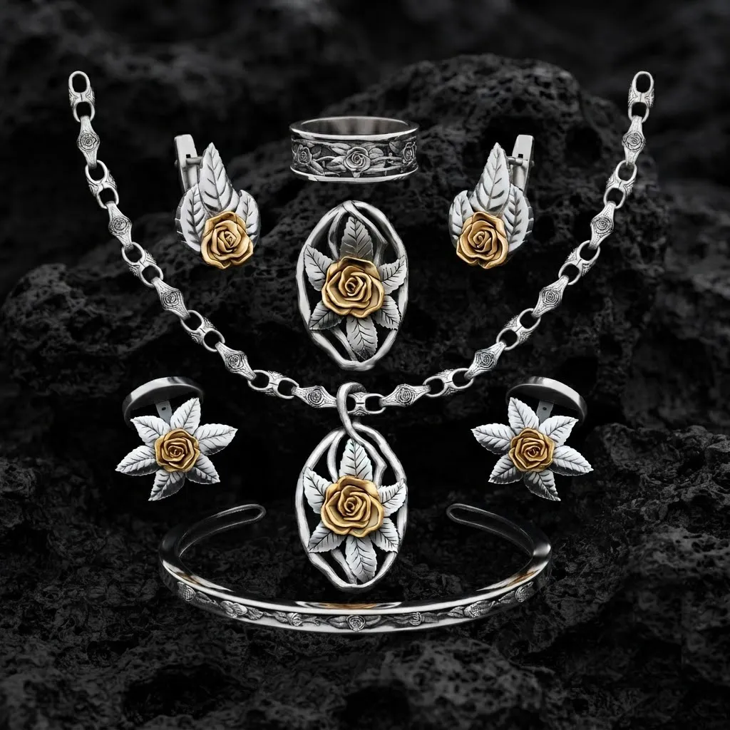 Rose Jewelry Collection 3D Print Model .c4d .max .obj .3ds .fbx .stl .blend 