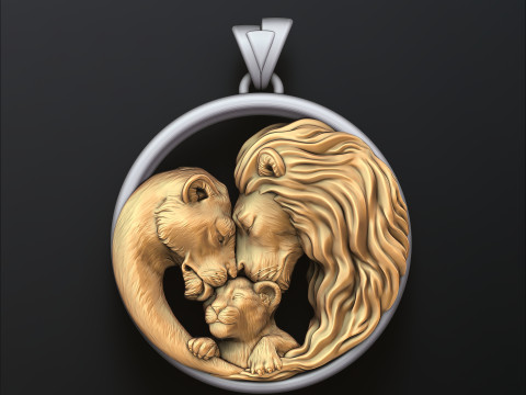 Lions Family Pendant 3D print model 3Dプリントモデル