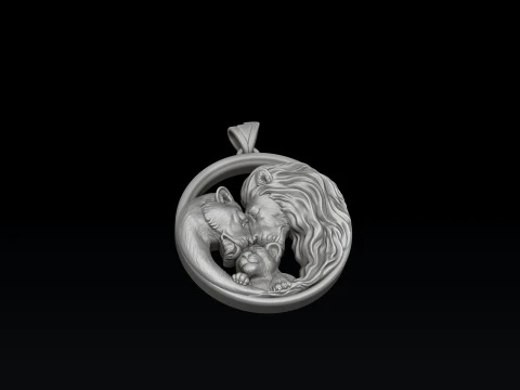 Модель Lions Family Pendant 3D print 3D Принт Модель