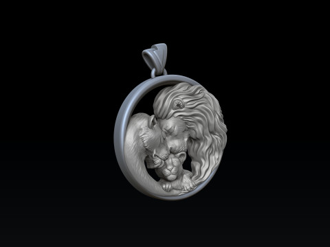 Lions Family Pendant 3D print model Modelo de impresión 3D