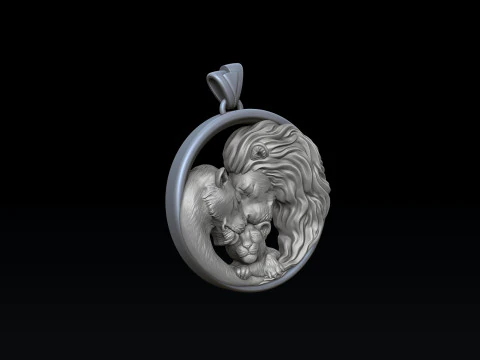 Модель Lions Family Pendant 3D print 3D Принт Модель