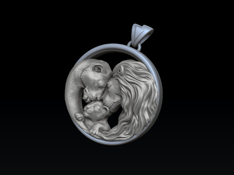 Lions Family Pendant 3D print model Modelo de impresión 3D