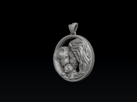 Lions Family Pendant 3D print model Modelo de impresión 3D